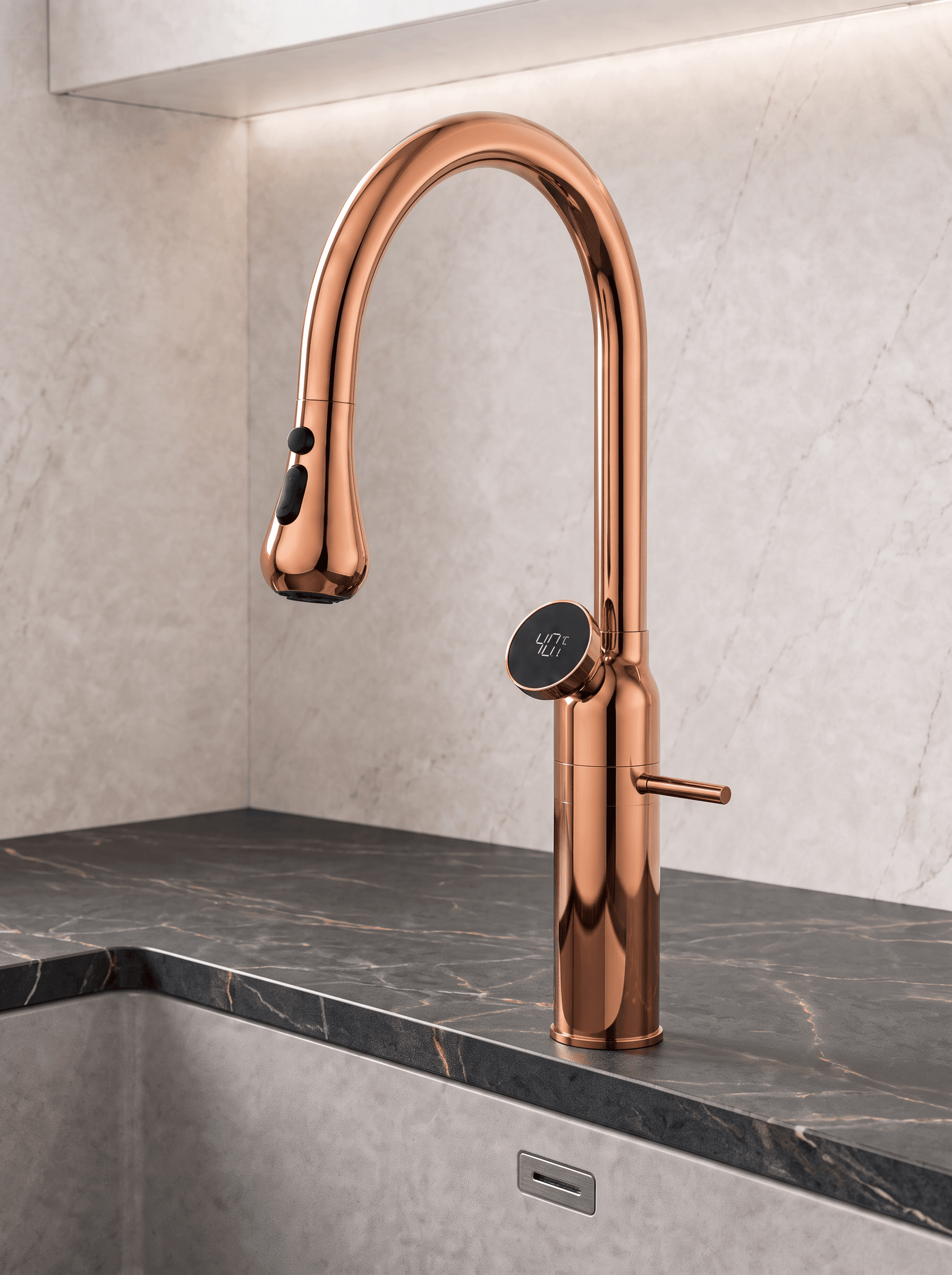Rose Gold Led Göstergeli Mutfak Bataryası - 1