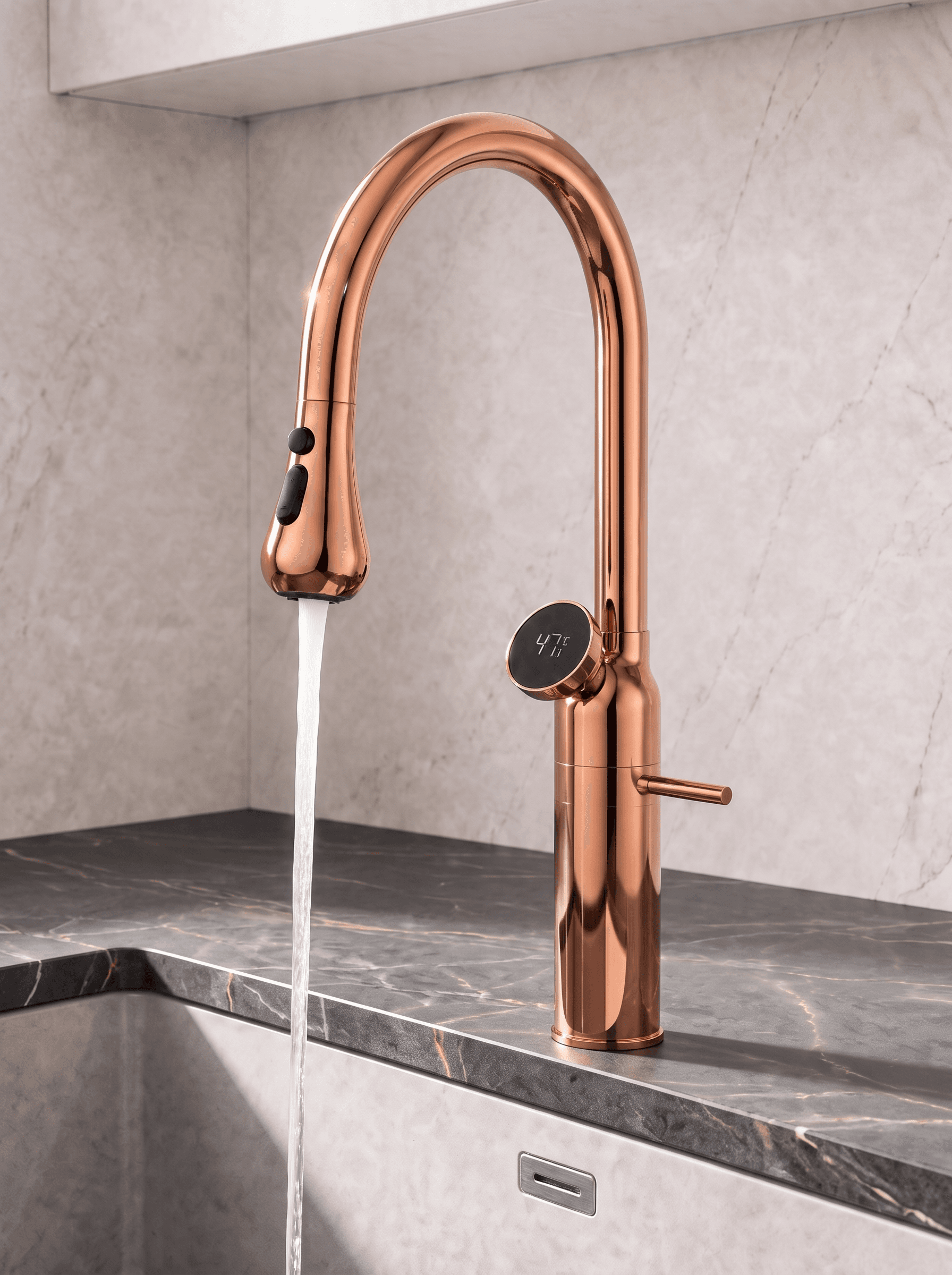 Rose Gold Led Göstergeli Mutfak Bataryası - 4