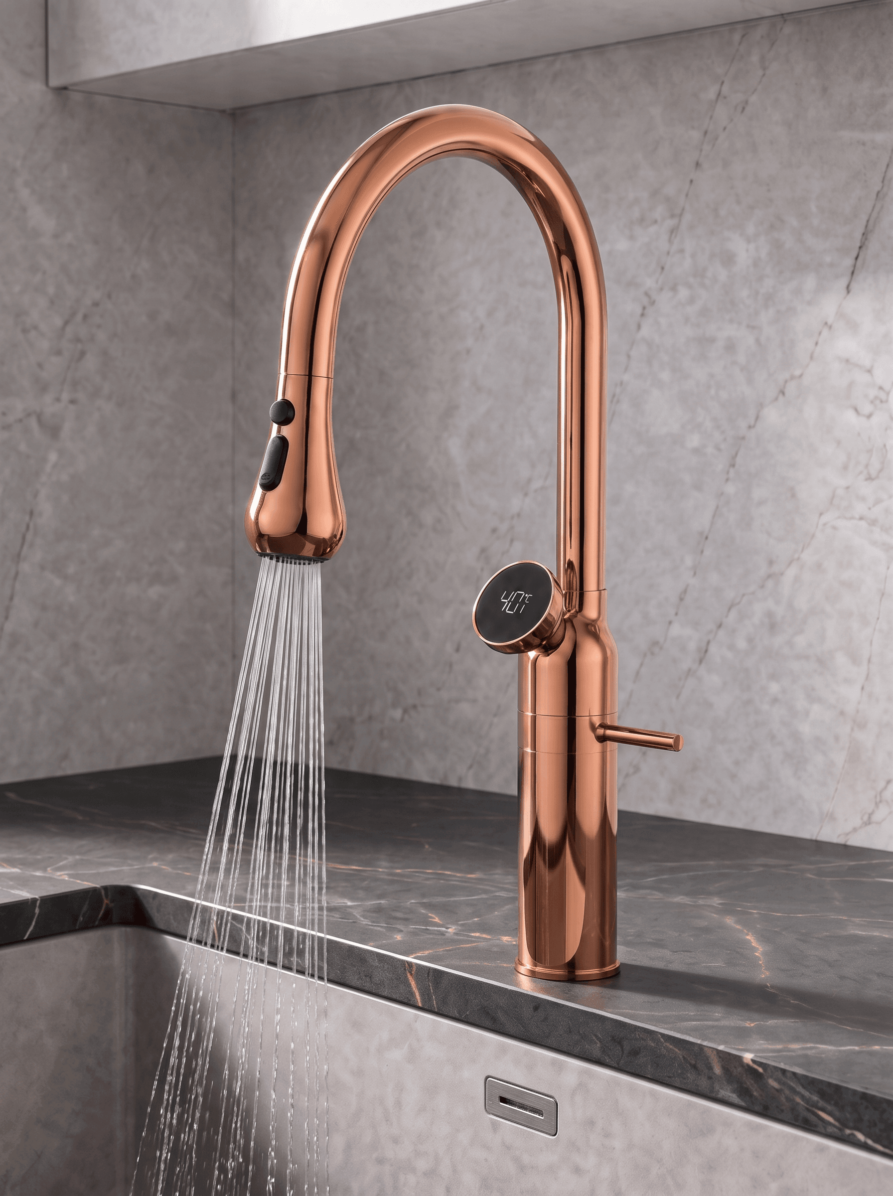Rose Gold Led Göstergeli Mutfak Bataryası - 3