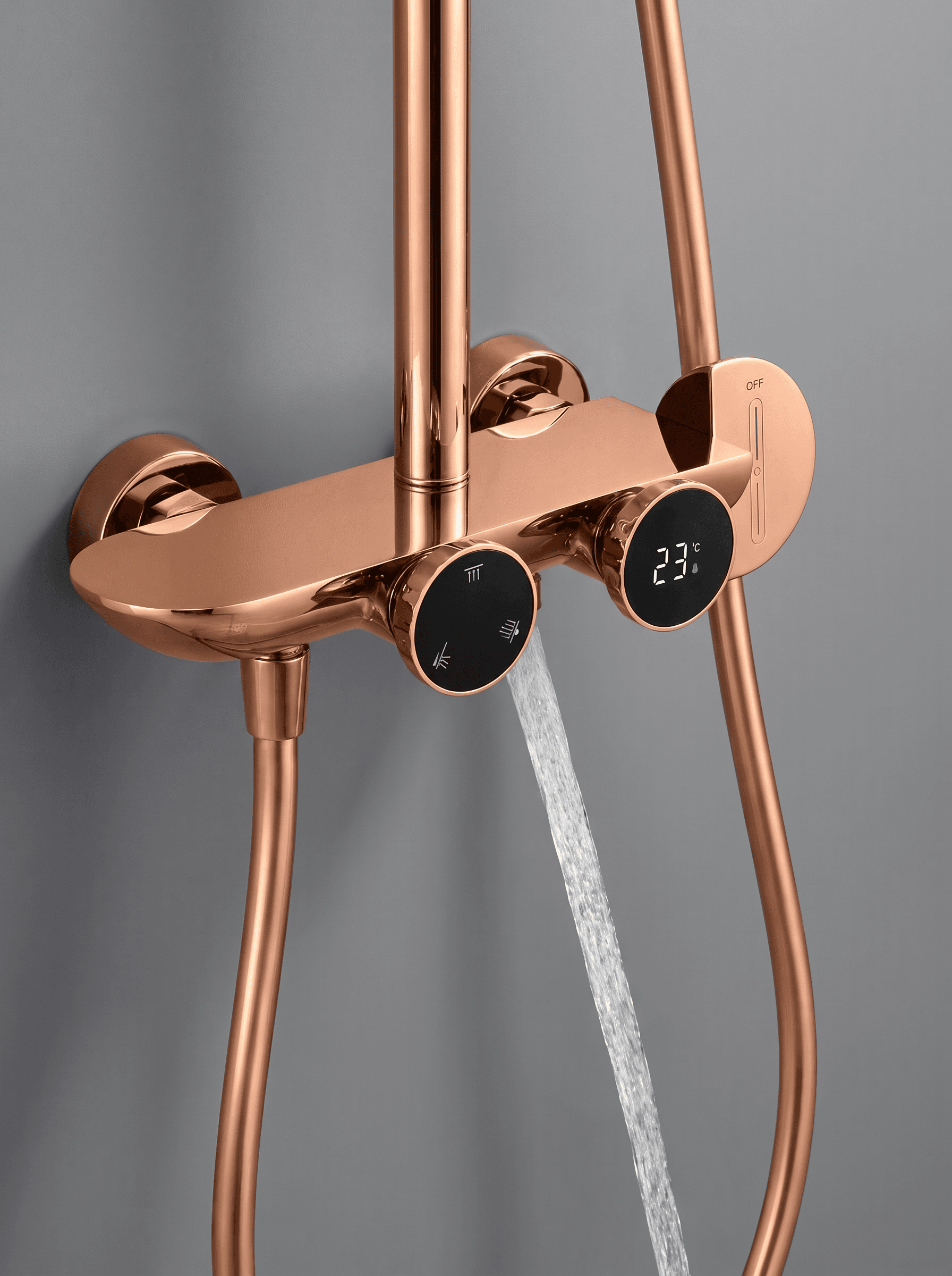 Rose Gold Ledli Sıcaklık Göstergeli Tepe Duş Seti - 1